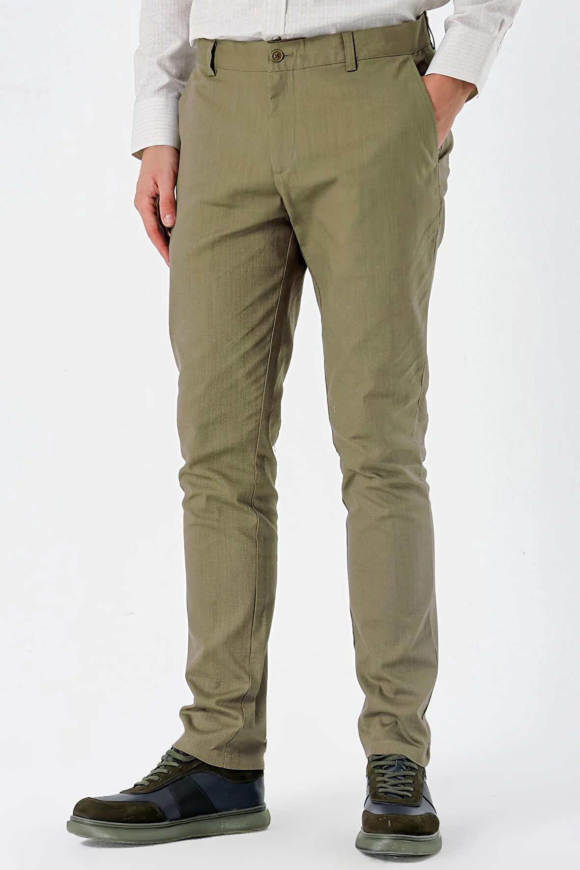 Koyu Haki Yan Cepli Slim Fit Dar Kesim Casual Pantolon 1003240151