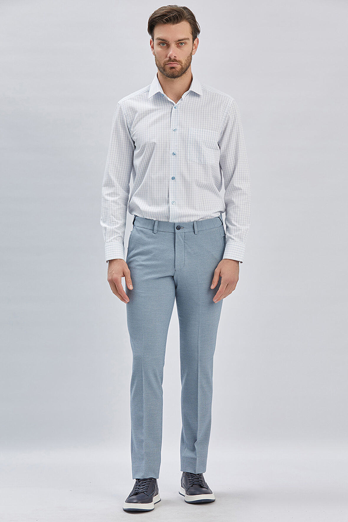 Mavi Düz Gofreli Esnek Yan Cep Slim Fit Casual Pantolon 1003240162