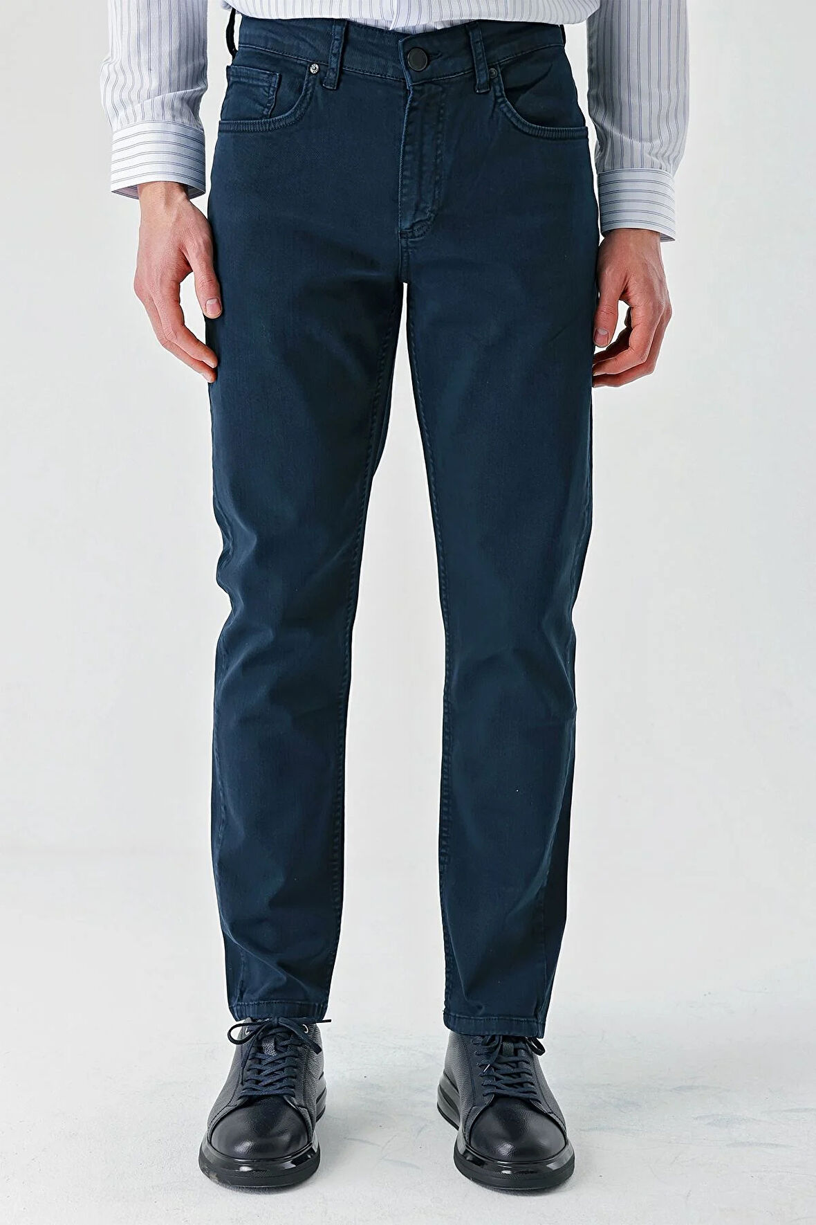 Koyu Lacivert Gabardin Pamuklu 5 Cep Slim Fit Dar Kesim Casual Pantolon 1003240318