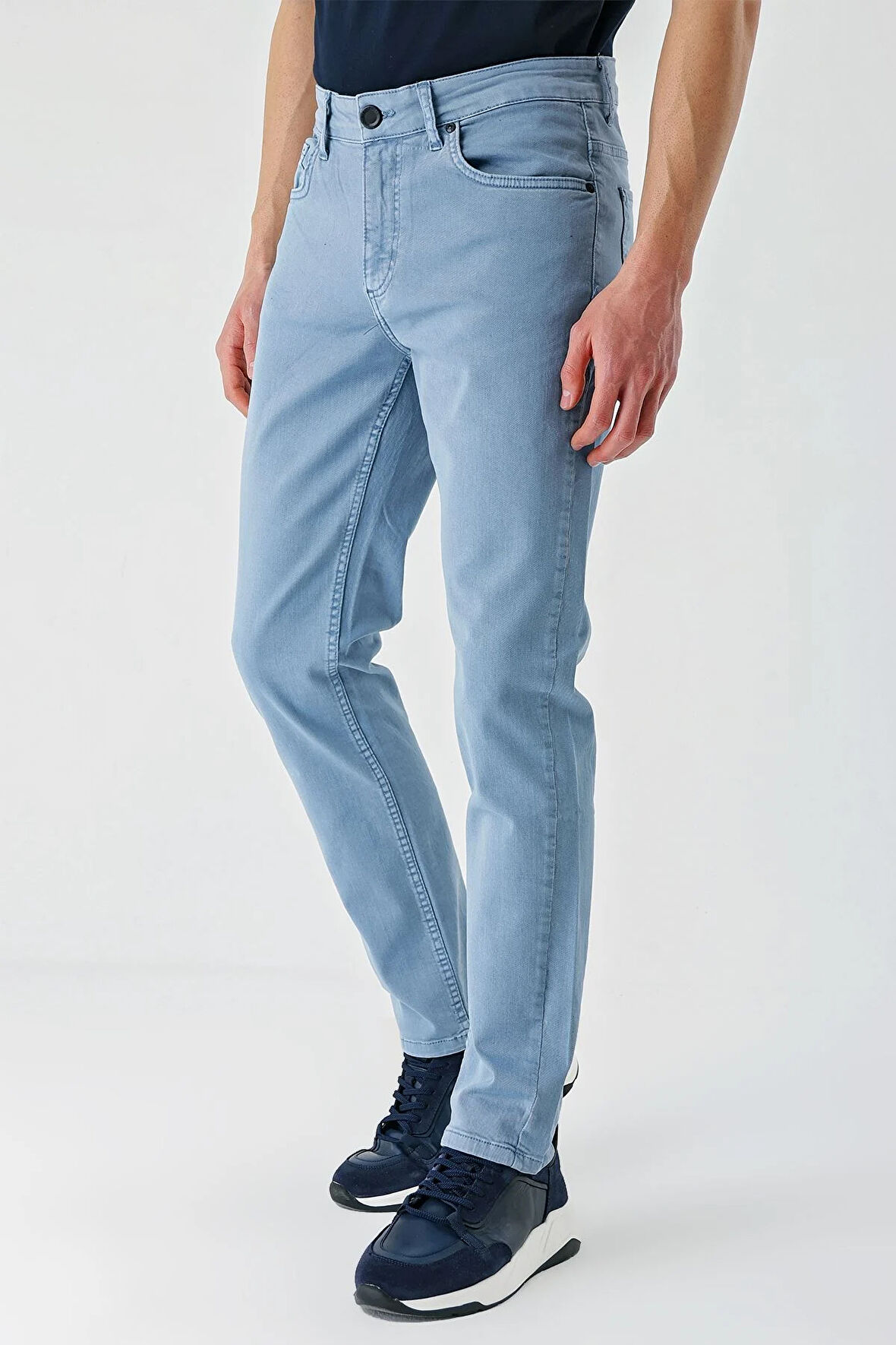 Koyu Turkuaz Gabardin Pamuklu 5 Cep Slim Fit Dar Kesim Casual Pantolon 1003240318