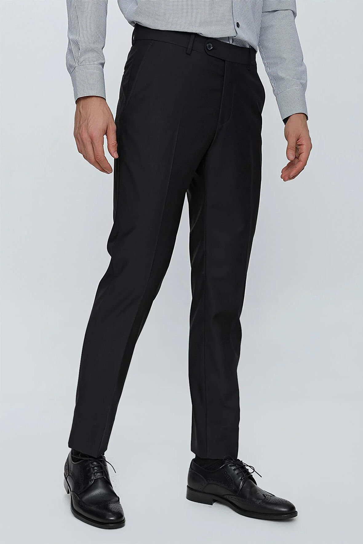 Siyah Düz Gabardin Slim Fit Basic Pantolon 1003245013