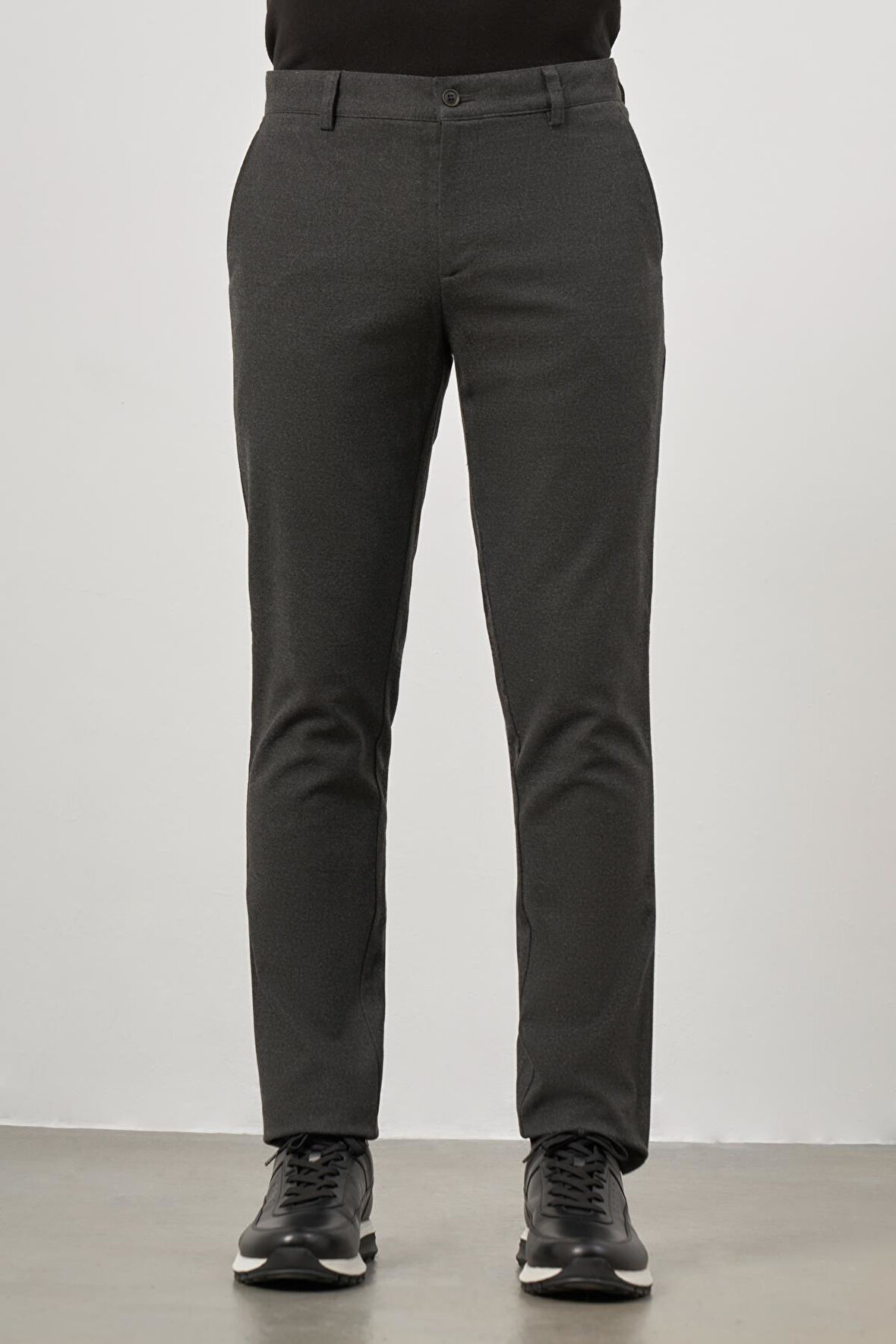 Koyu Antrasit Düz Gabardin Slim Fit Casual Pantolon 1003245108