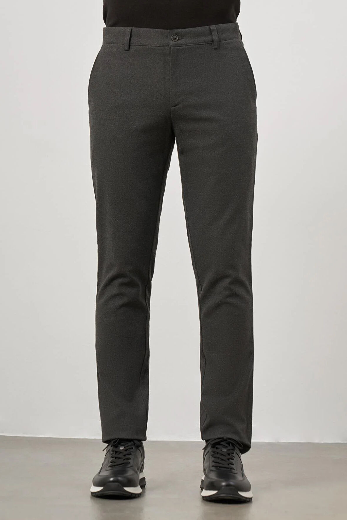 Koyu Antrasit Düz Gabardin Slim Fit Casual Pantolon 1003245108