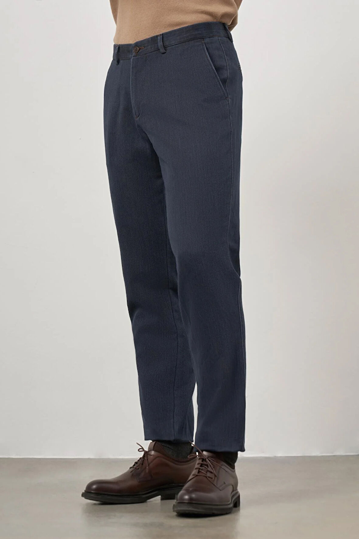 Koyu Lacivert Düz Gabardin Comfort Fit Büyük Beden Casual Pantolon 1003245154