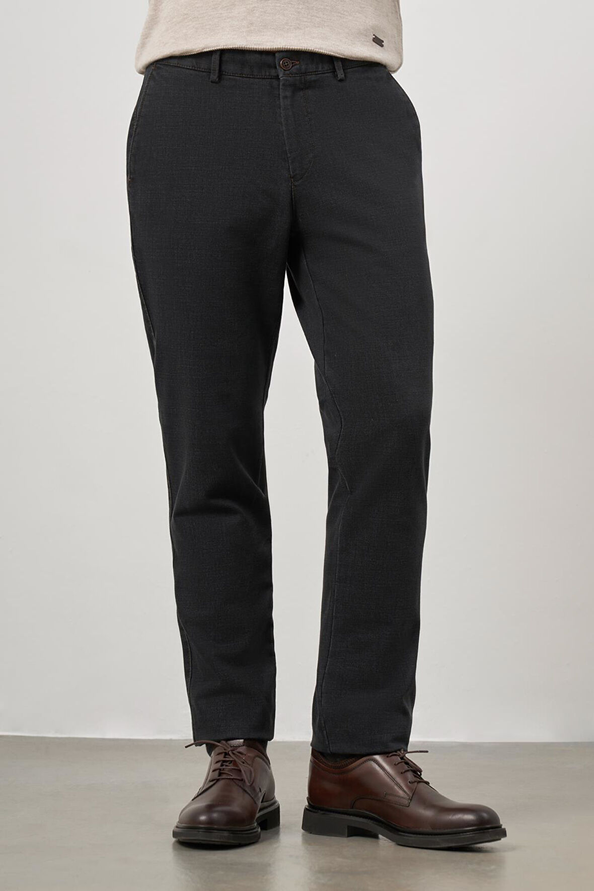 Koyu Antrasit Düz Gabardin Comfort Fit Casual Pantolon 1003245155