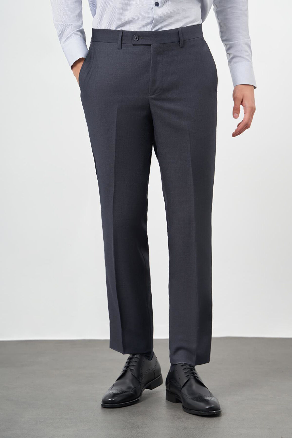 Lacivert Düz Gabardin Comfort Fit Classic Pantolon 1003245157