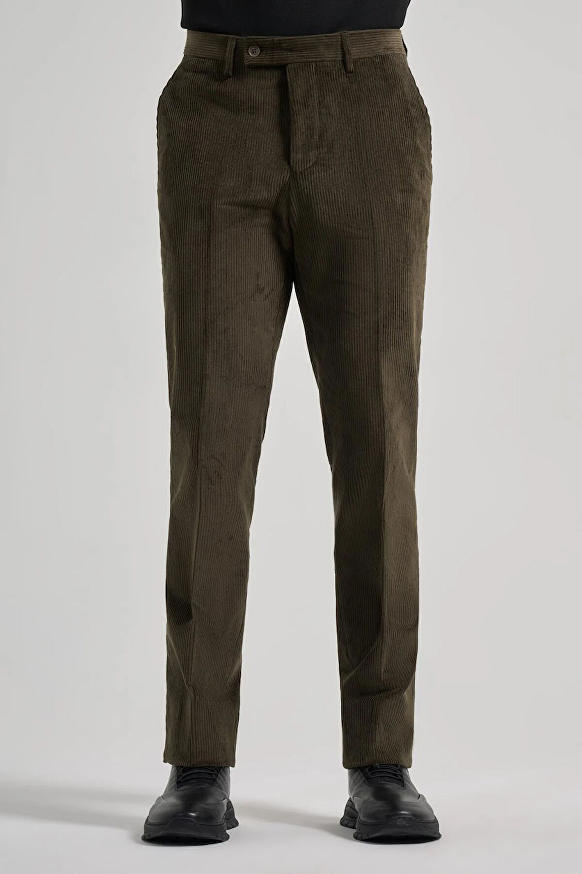 Koyu Haki Pamuklu Yandan Cepli Comfort Fit Kadife Pantolon 1003245160