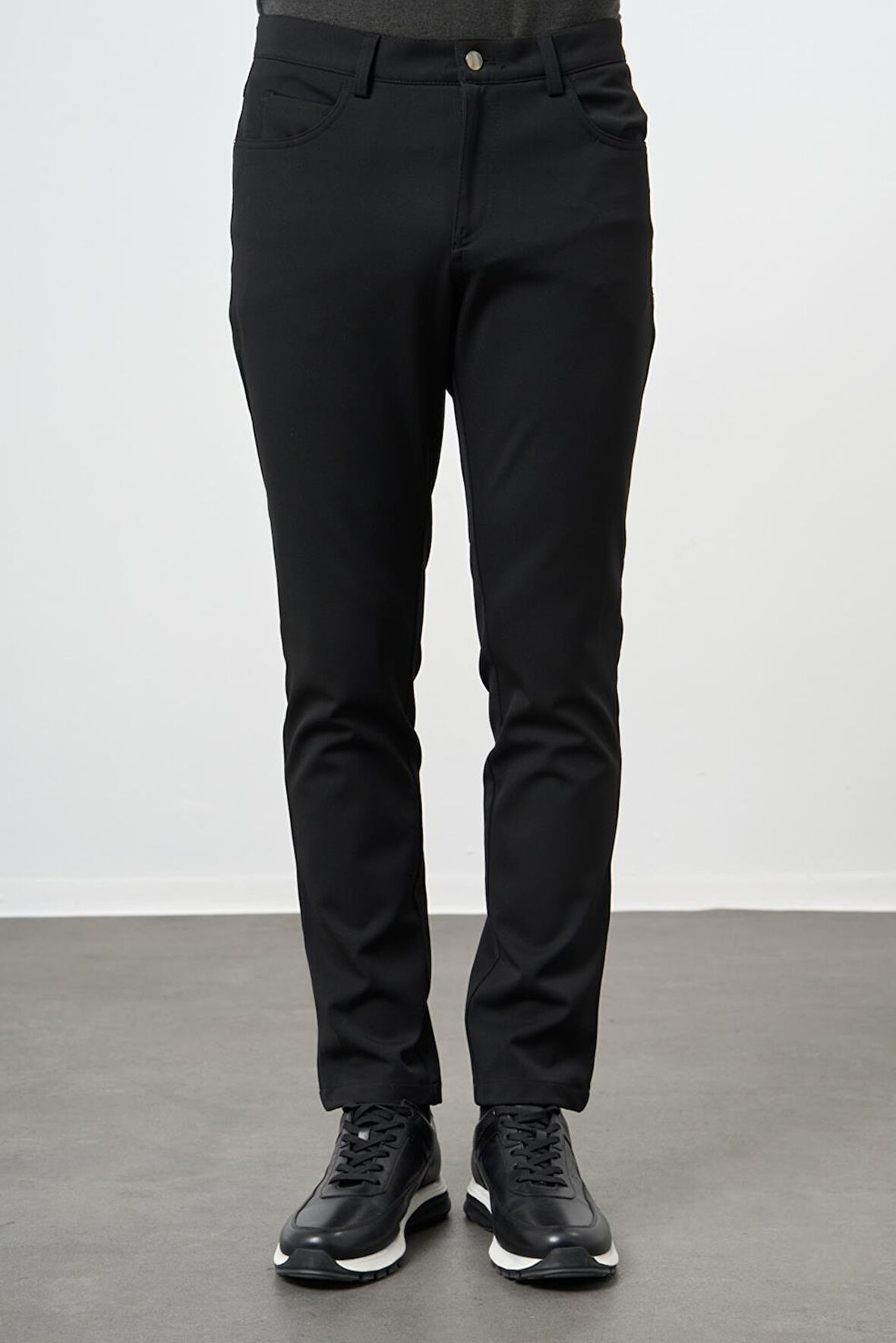 Siyah Düz Gabardin Esnek 5 Cep Slim Fit Casual Pantolon 1003245161