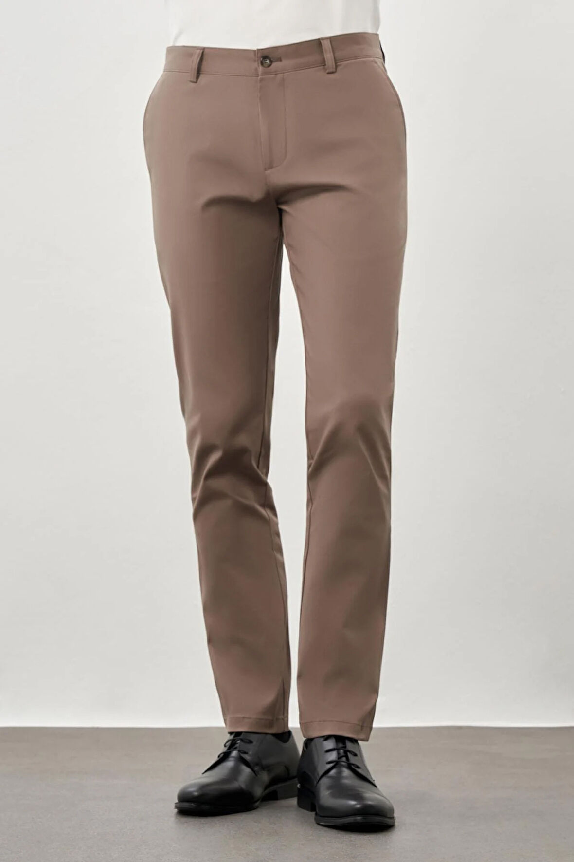 Haki Kendinden Desenli Bez Ayağı Pamuklu Yan Cep Slim Fit Casual Pantolon 1003245168