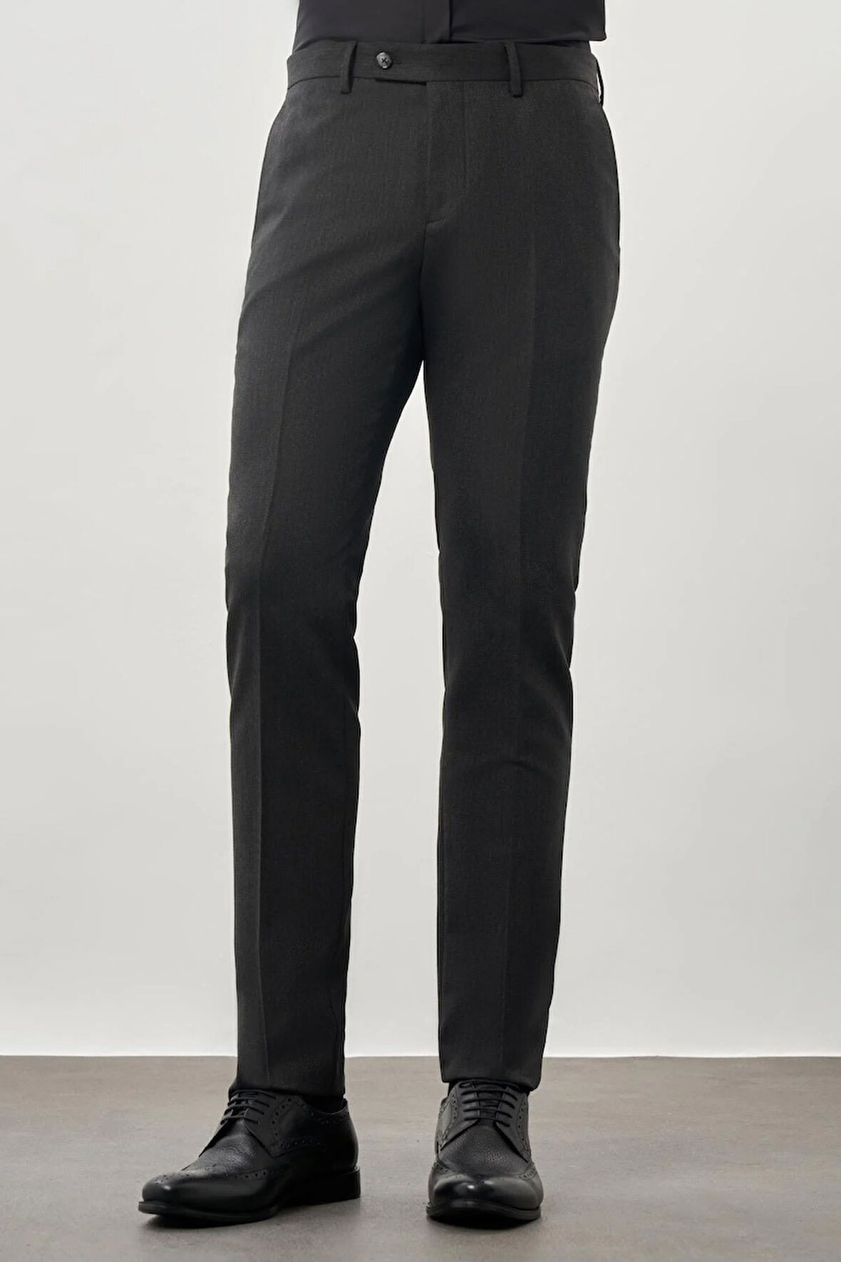 Koyu Antrasit Düz Gabardin Esnek Yan Cep Slim Fit Classic Pantolon 1003245209_070