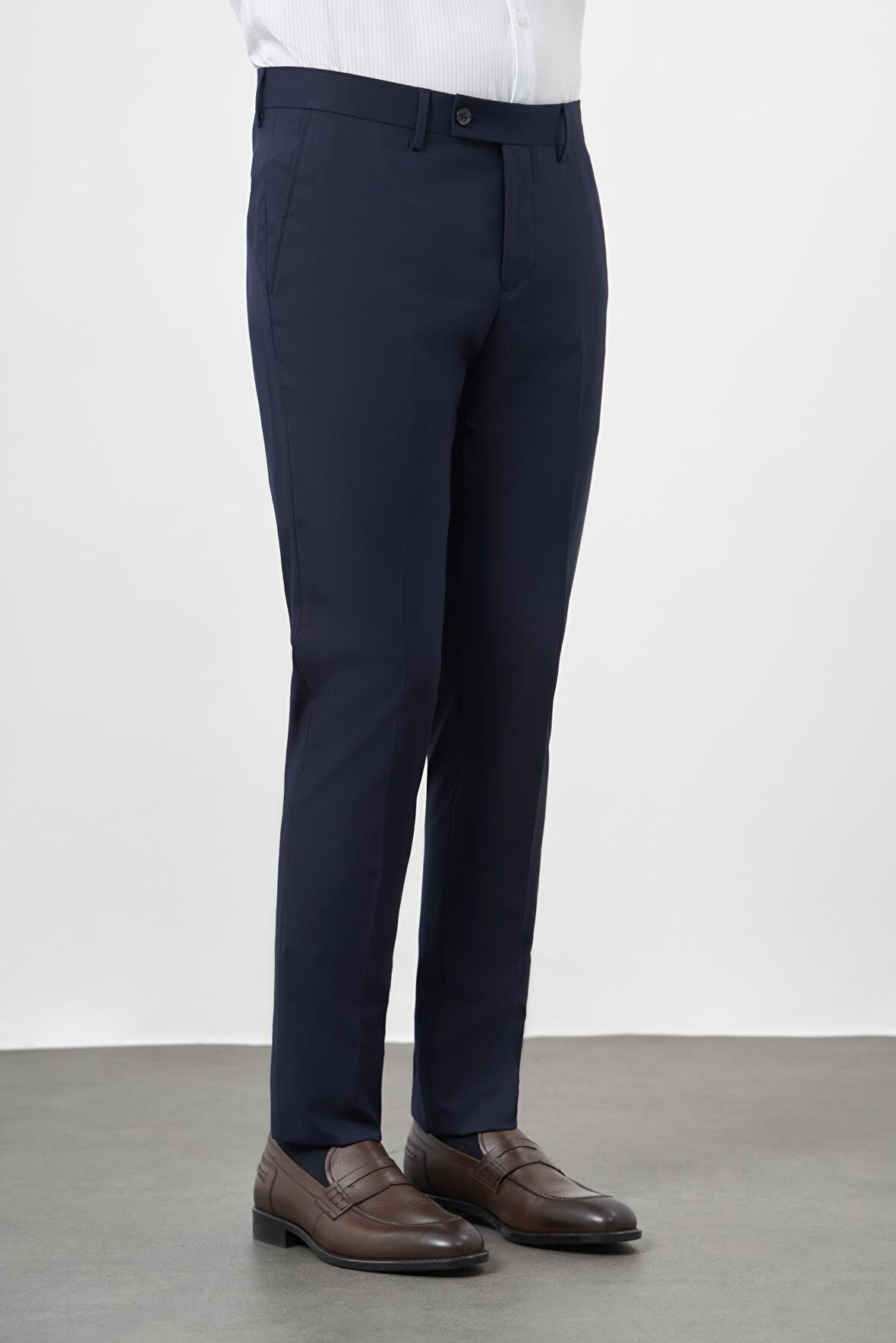 Lacivert Düz Gabardin Esnek Yan Cep Slim Fit Classic Pantolon 1003245313_202