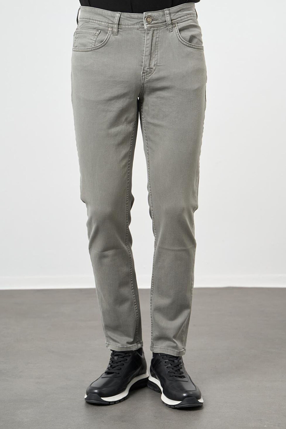 Su Yeşili Düz Gabardin Pamuklu 5 Cep Slim Fit Casual Pantolon 1003245318