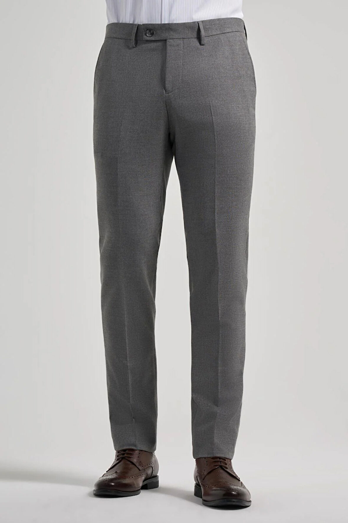 Gri Esnek Yandan Cepli Slim Fit Classic Pantolon 1003245909