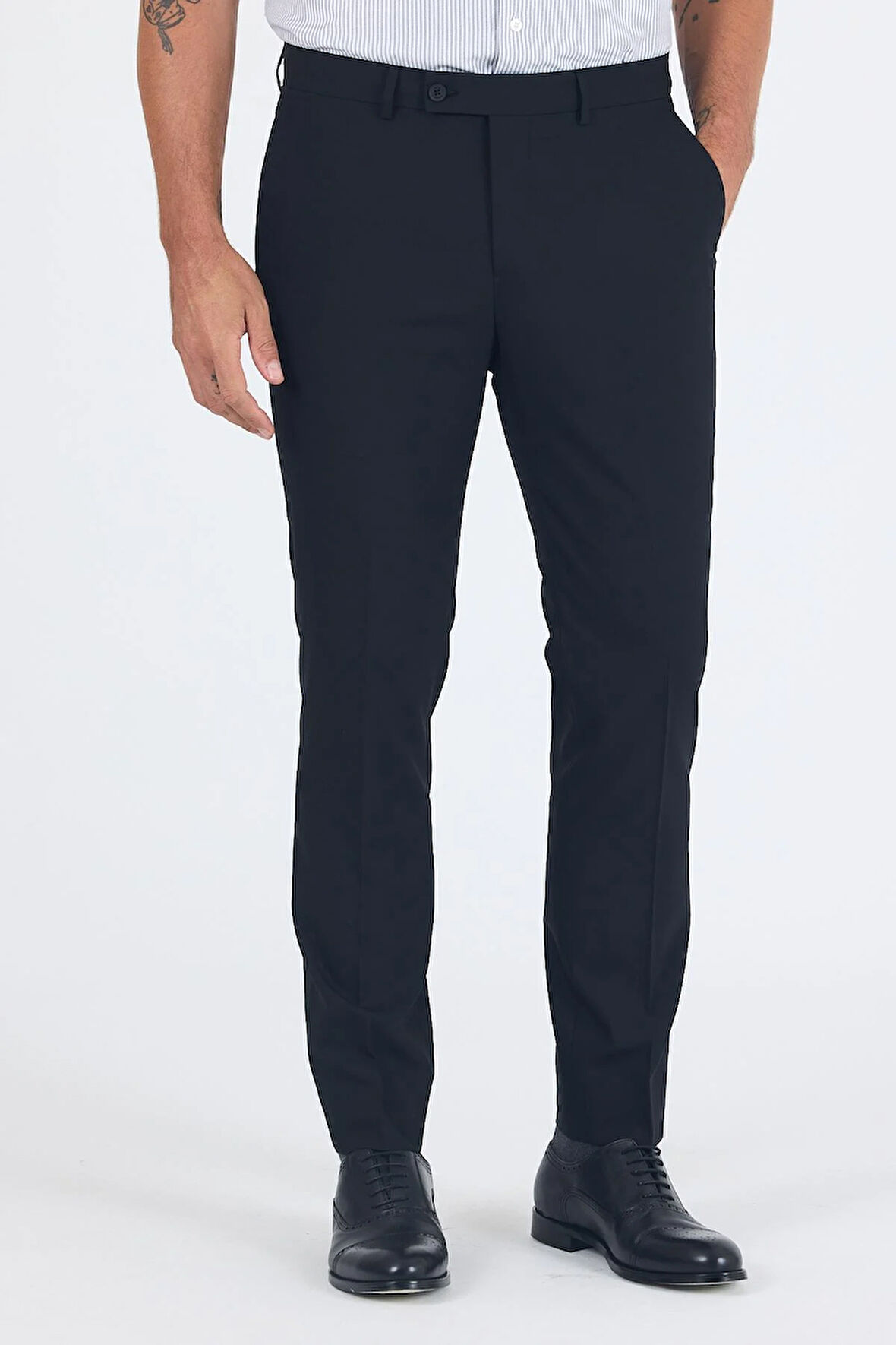 Siyah Esnek Yandan Cepli Slim Fit Classic Pantolon 1003250013