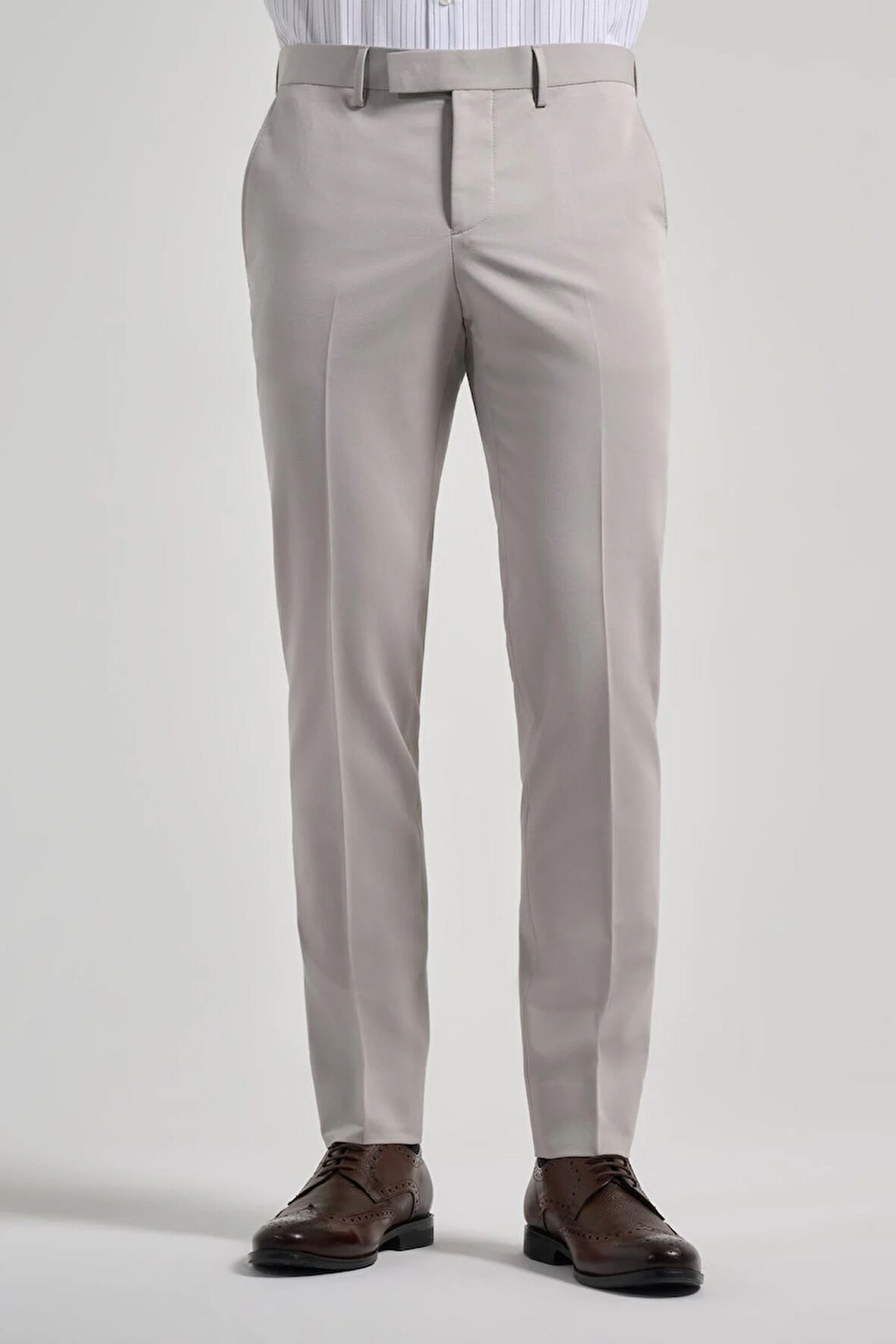 Açık Krem Esnek Yandan Cepli Slim Fit Classic Pantolon 1003250106