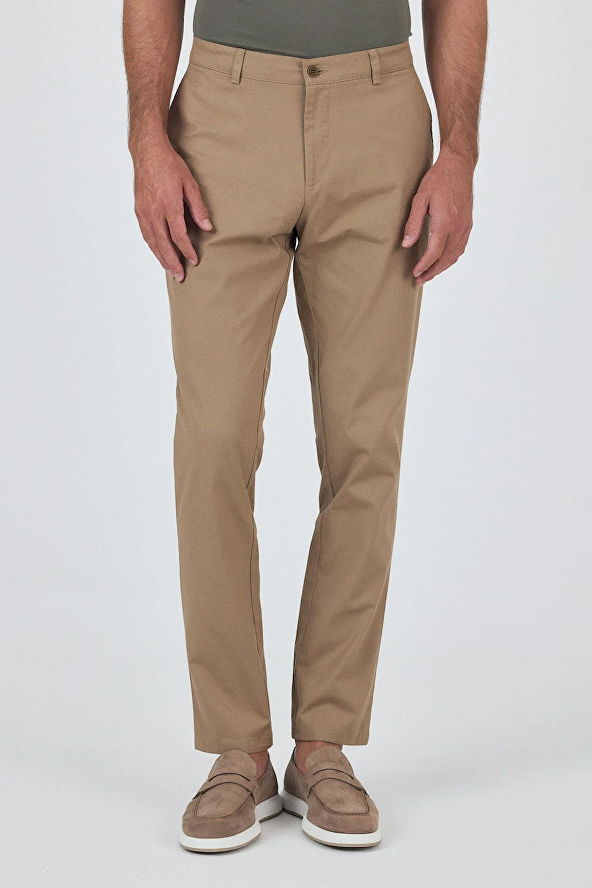 Koyu Vizon Armürlü Yan Cep Düz Paça Slim Fit Pamuklu Casual Chino Pantolon 1003250120