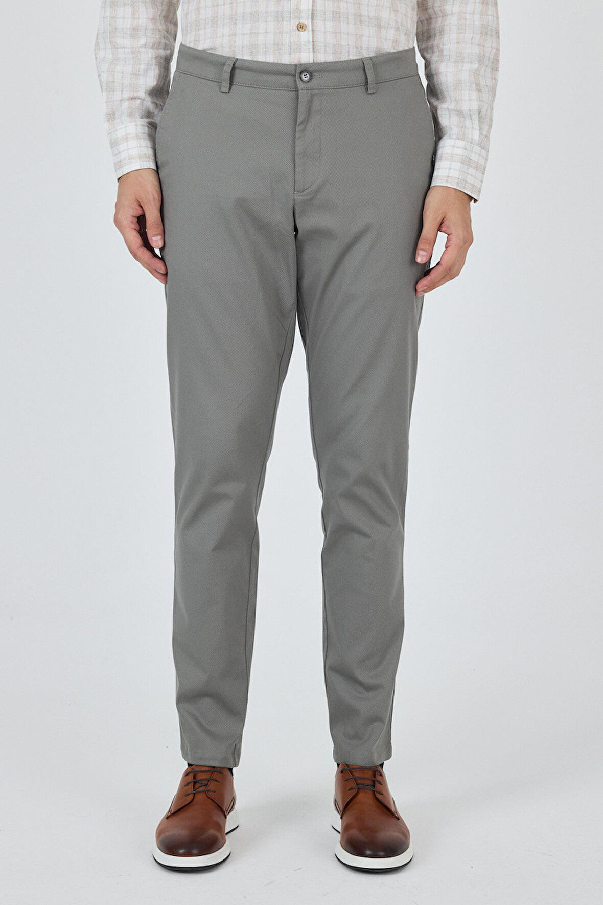 Füme Gabardin Yan Cep Düz Paça Comfort Fit Pamuklu Casual Chino Pantolon 1003250121