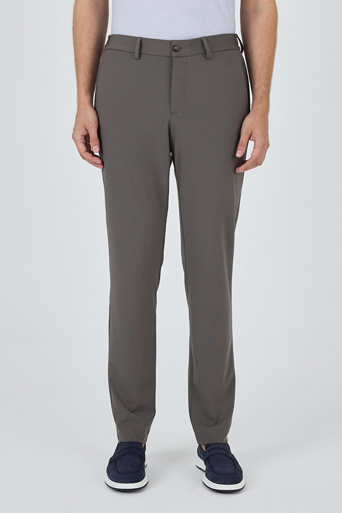 Koyu Vizon Esnek Yandan Cepli Casual Slim Fit Jogger Pantolon 1003250162