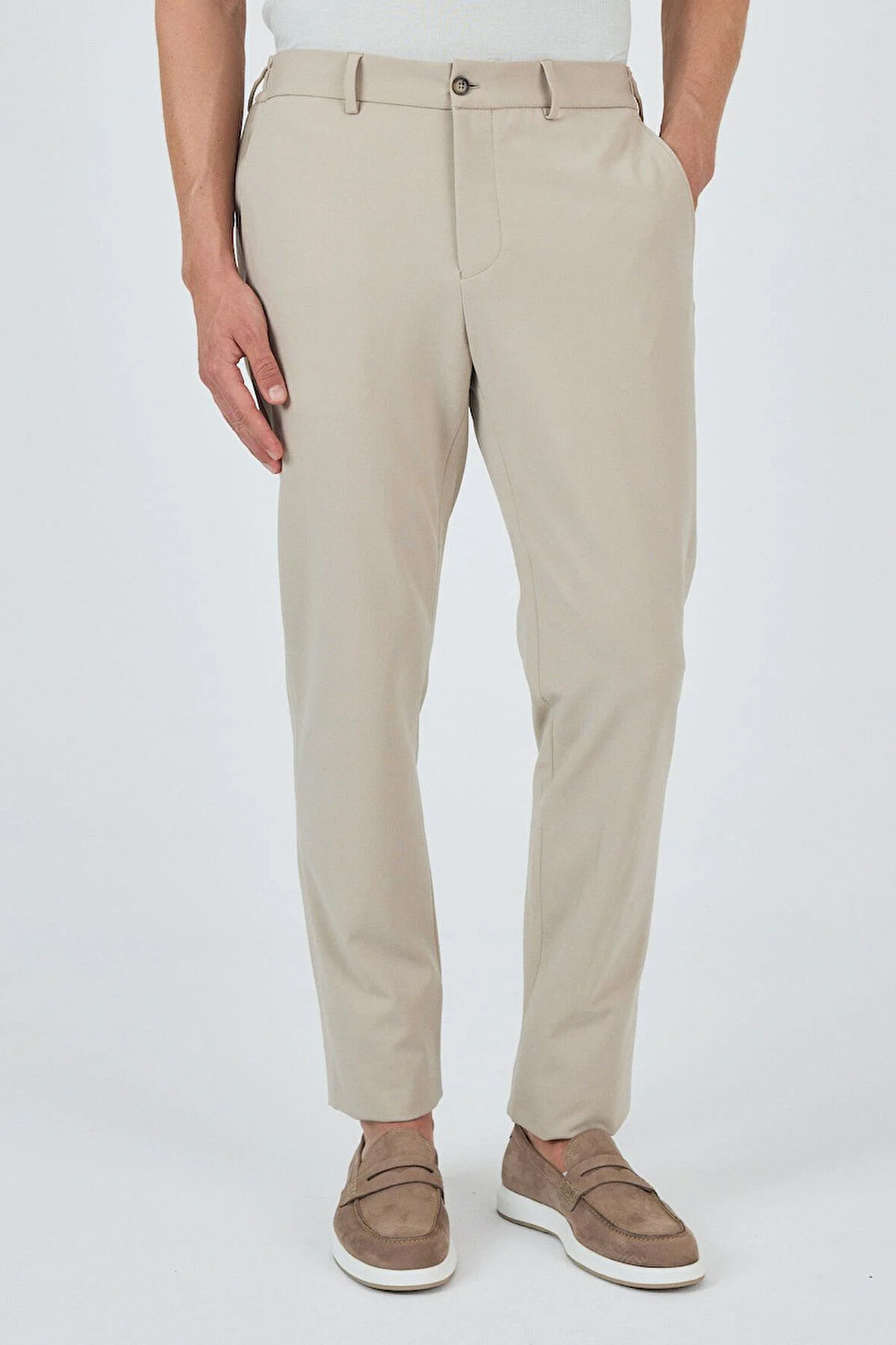 Bej Esnek Yandan Cepli Casual Slim Fit Jogger Pantolon 1003250162