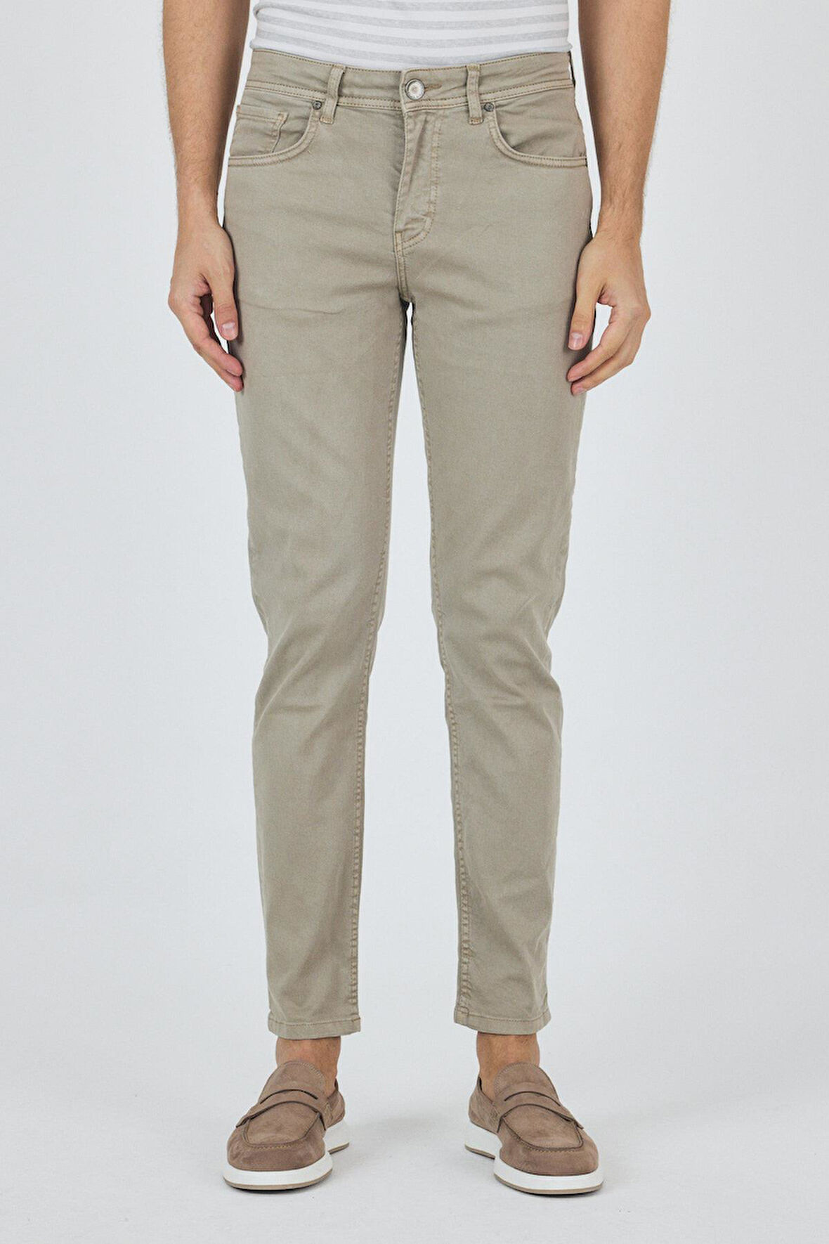 Koyu Bej Pamuklu 5 Cep Casual Slim Fit 5 Cep Pantolon 1003250318