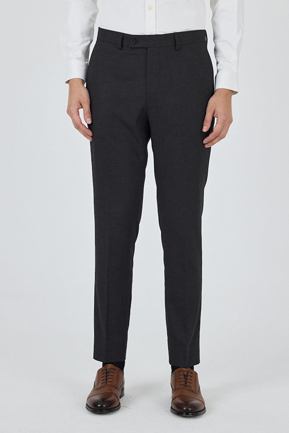 Koyu Antrasit Yan Cep Açık Paça Slim Fit Esnek Classic Pantolon 1003250906