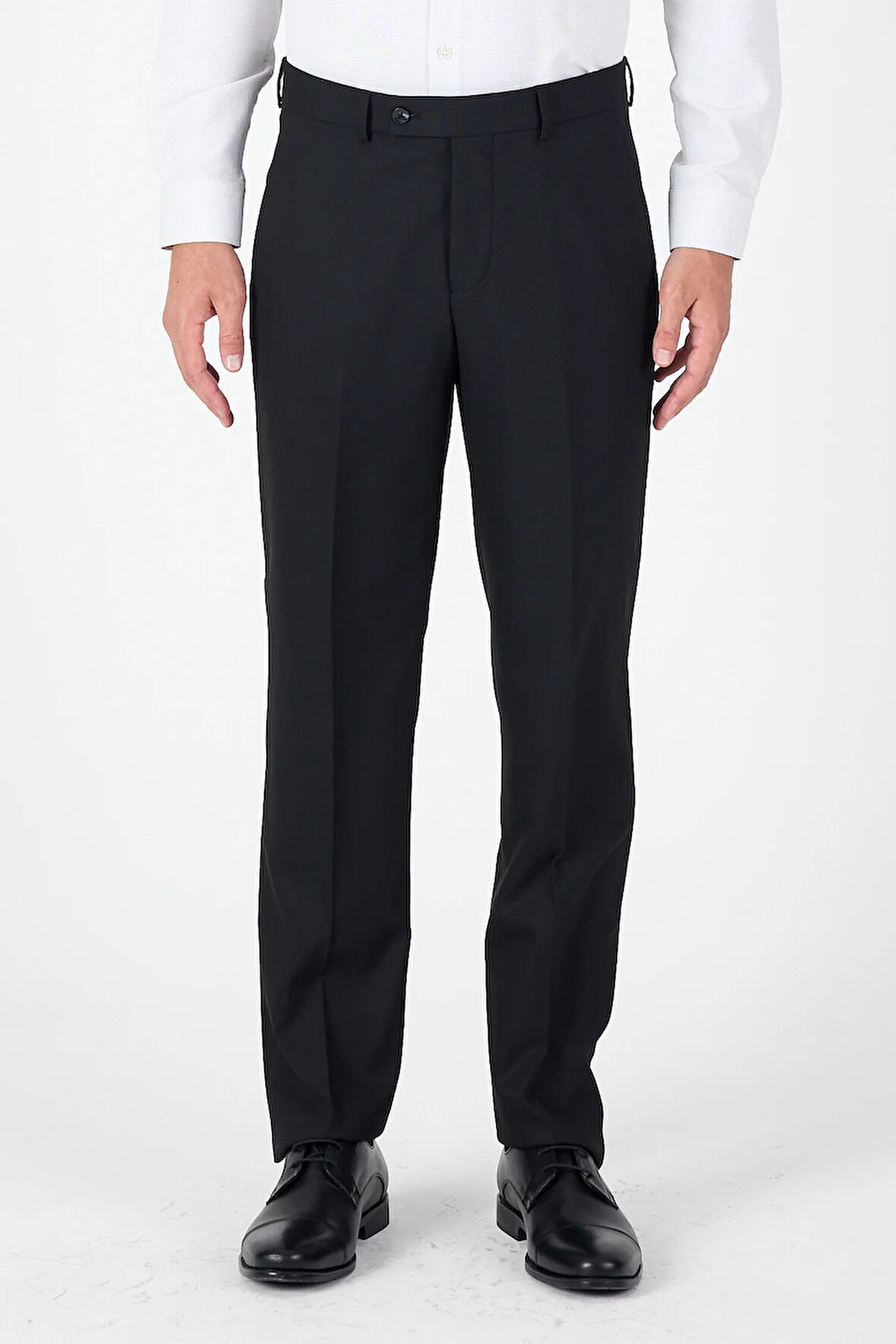 Siyah Yan Cep Açık Paça Düz Comfort Fit Esnek Pantolon 1003250914