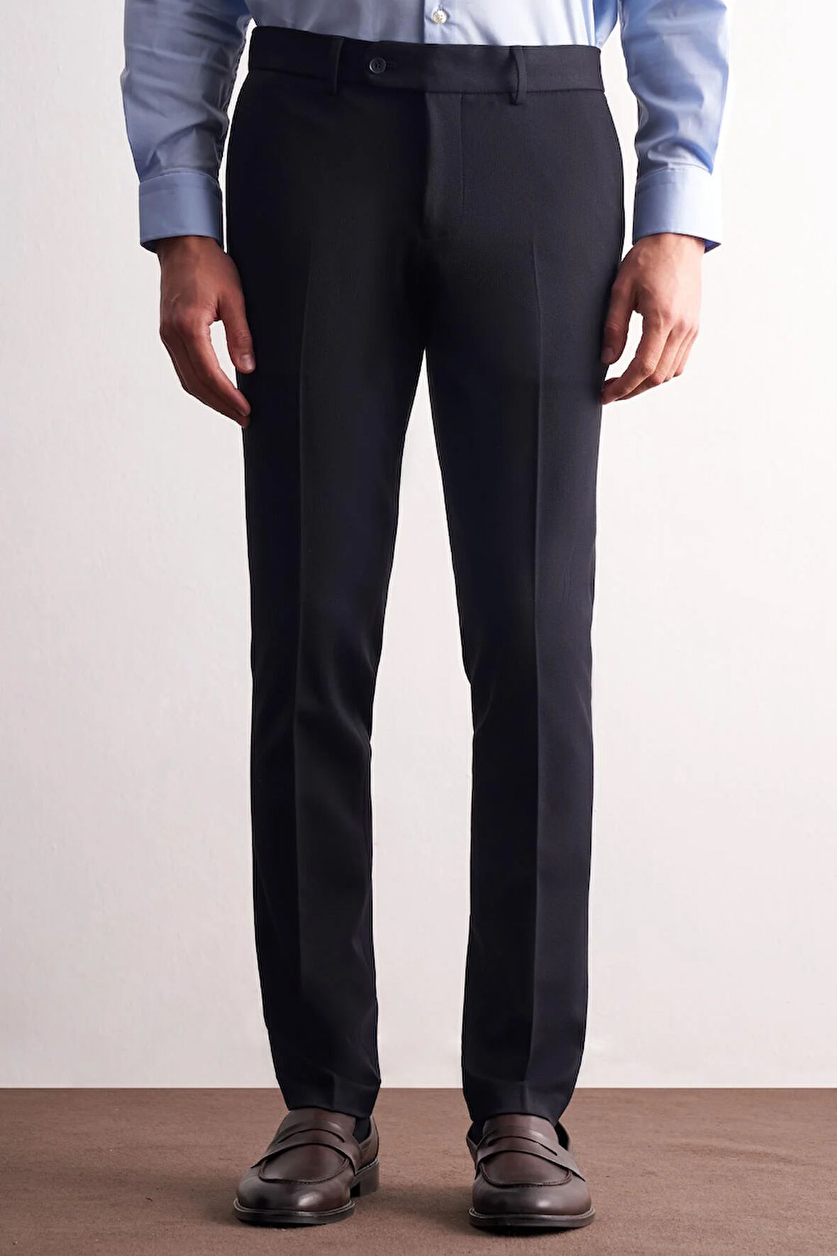 Lacivert Yan Cep Açık Paça Esnek Slim Fit Classic Casual Pantolon 1003255153