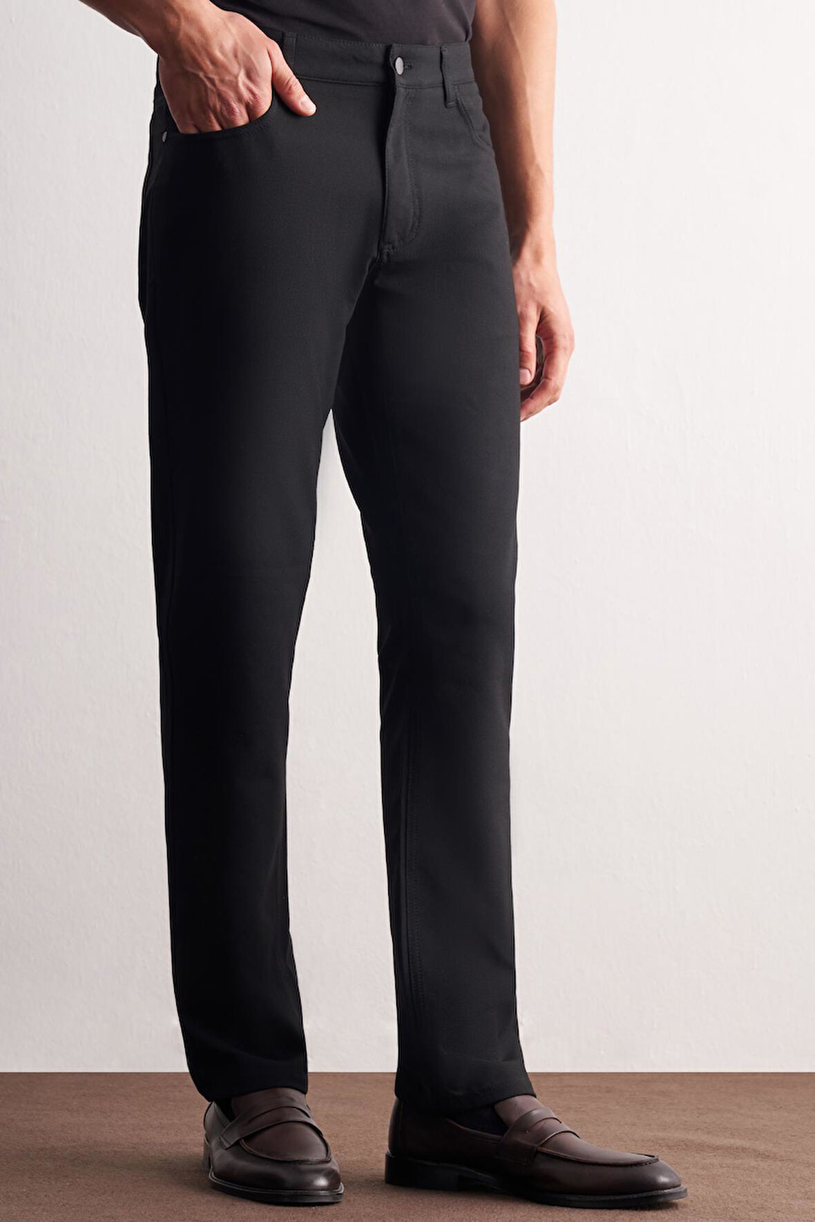 Siyah 5 Cep  Düz Paça Esnek Slim Fit  Casual Pantolon 1003255157