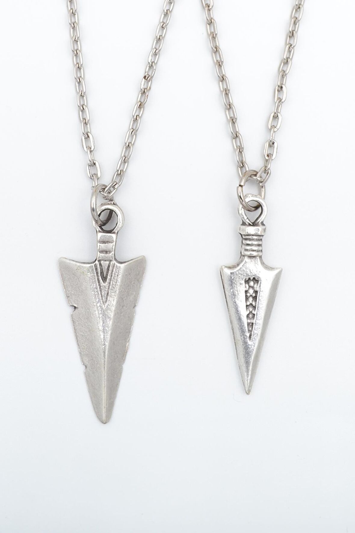 2'li Triagle Ok Ucu - Desenli Erkek Kadın Kolye Seti 925 Ayar Gümüş Kaplama