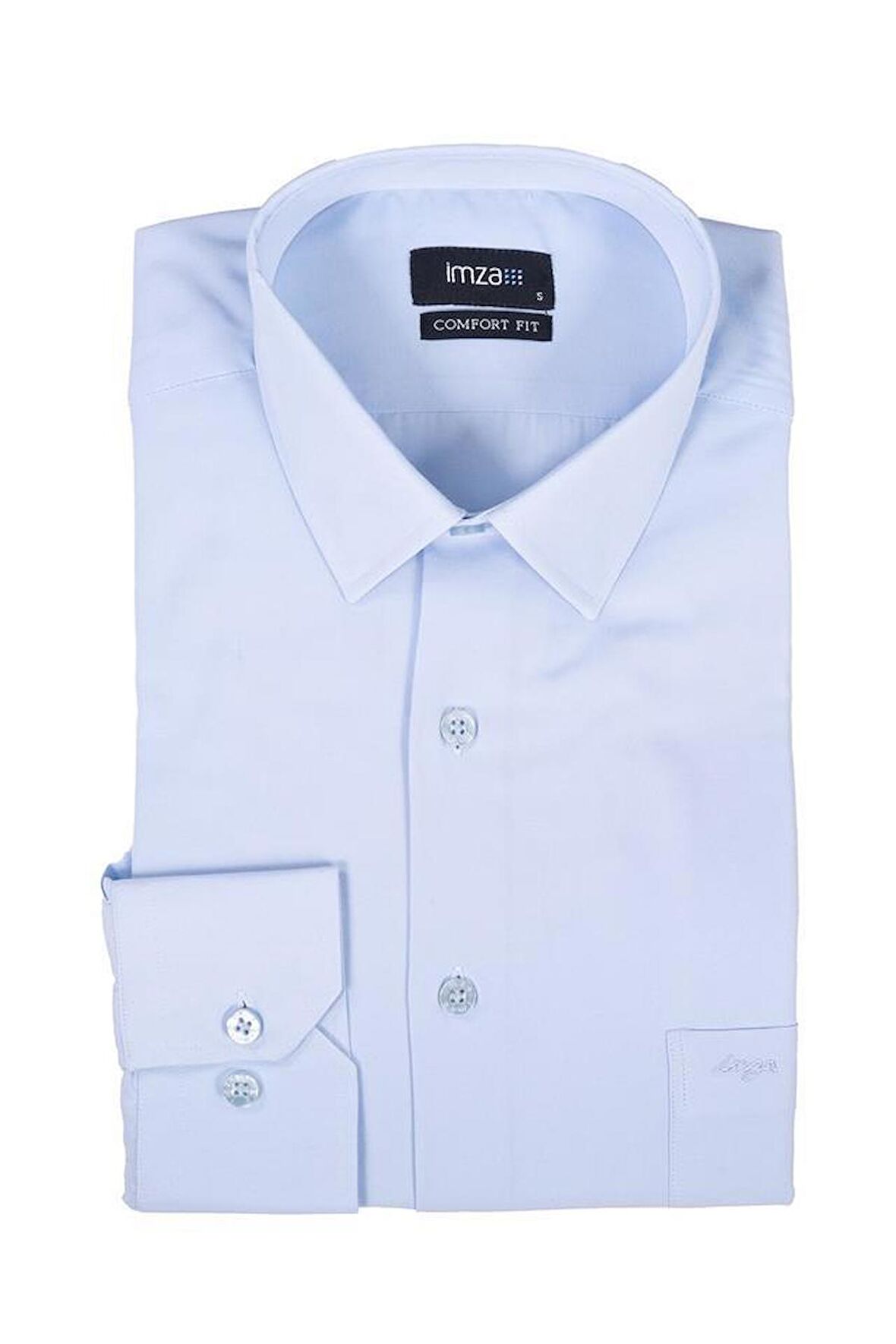 Uzun Kol Sert Yaka Cepli Comfort Fit Rahat Kesim Basic Gömlek 1004195051 Saks