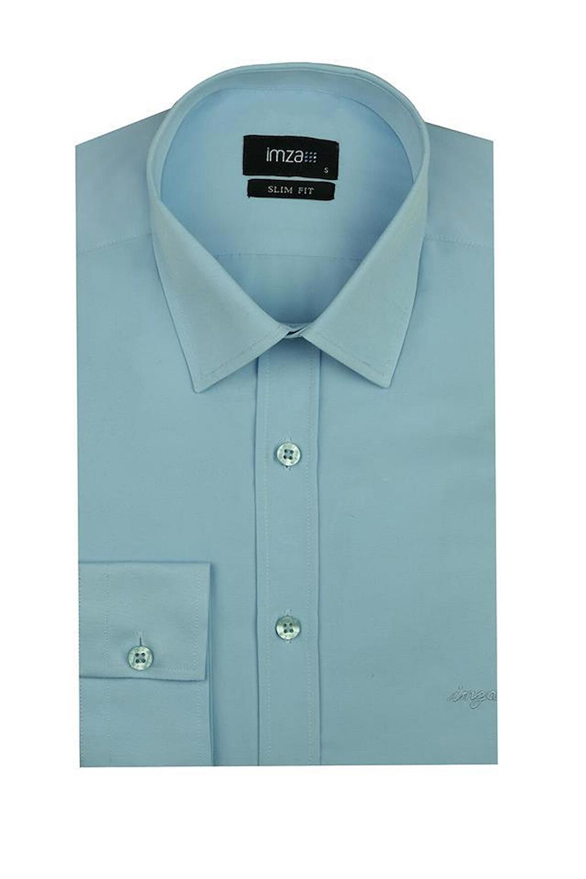 Uzun Kol Sert Yaka  Slim Fit Dar Kesim Basic Gömlek 1004195057 Saks