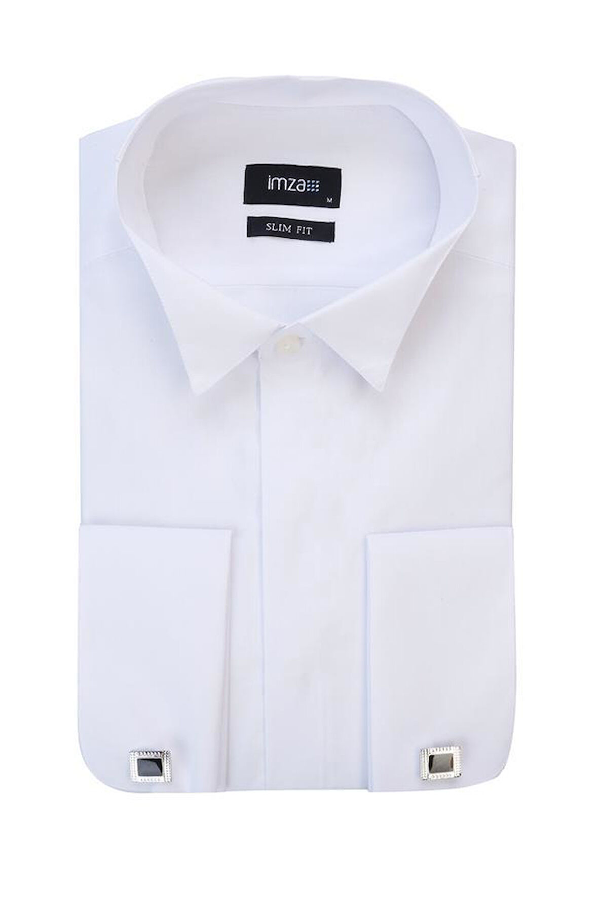 Beyaz Uzun Kol Ata Yaka  Slim Fit Dar Kesim Basic Gömlek 1004205060
