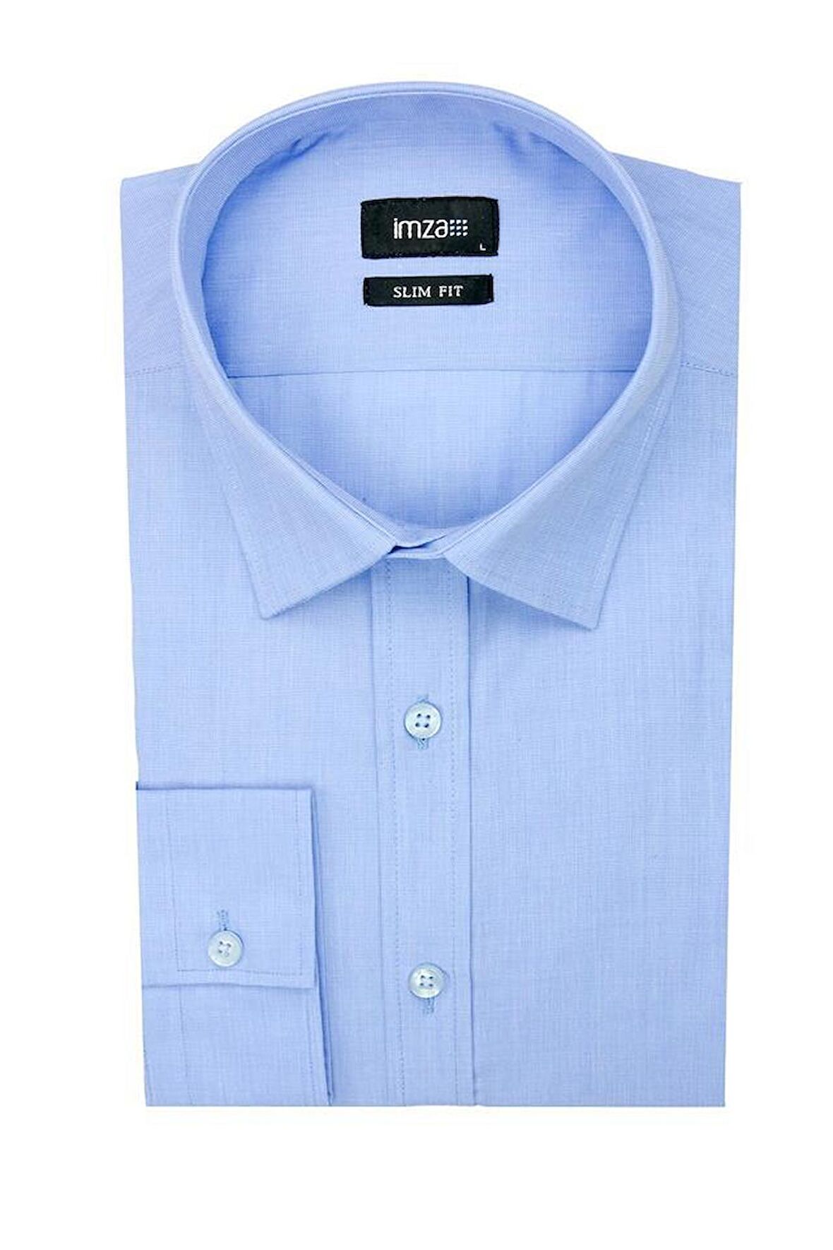 Uzun Kol Filafil Sert Yaka  Slim Fit Dar Kesim Basic Gömlek 1004210008 Mavi