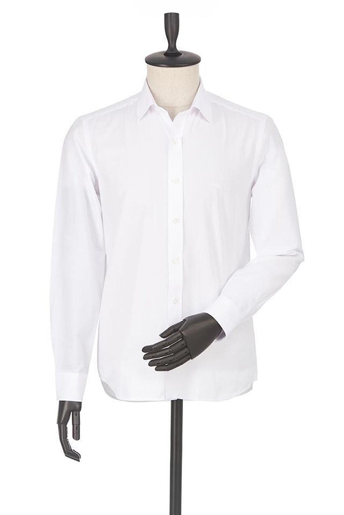 Uzun Kol Filafil Sert Yaka  Slim Fit Dar Kesim Basic Gömlek 1004220008 Beyaz