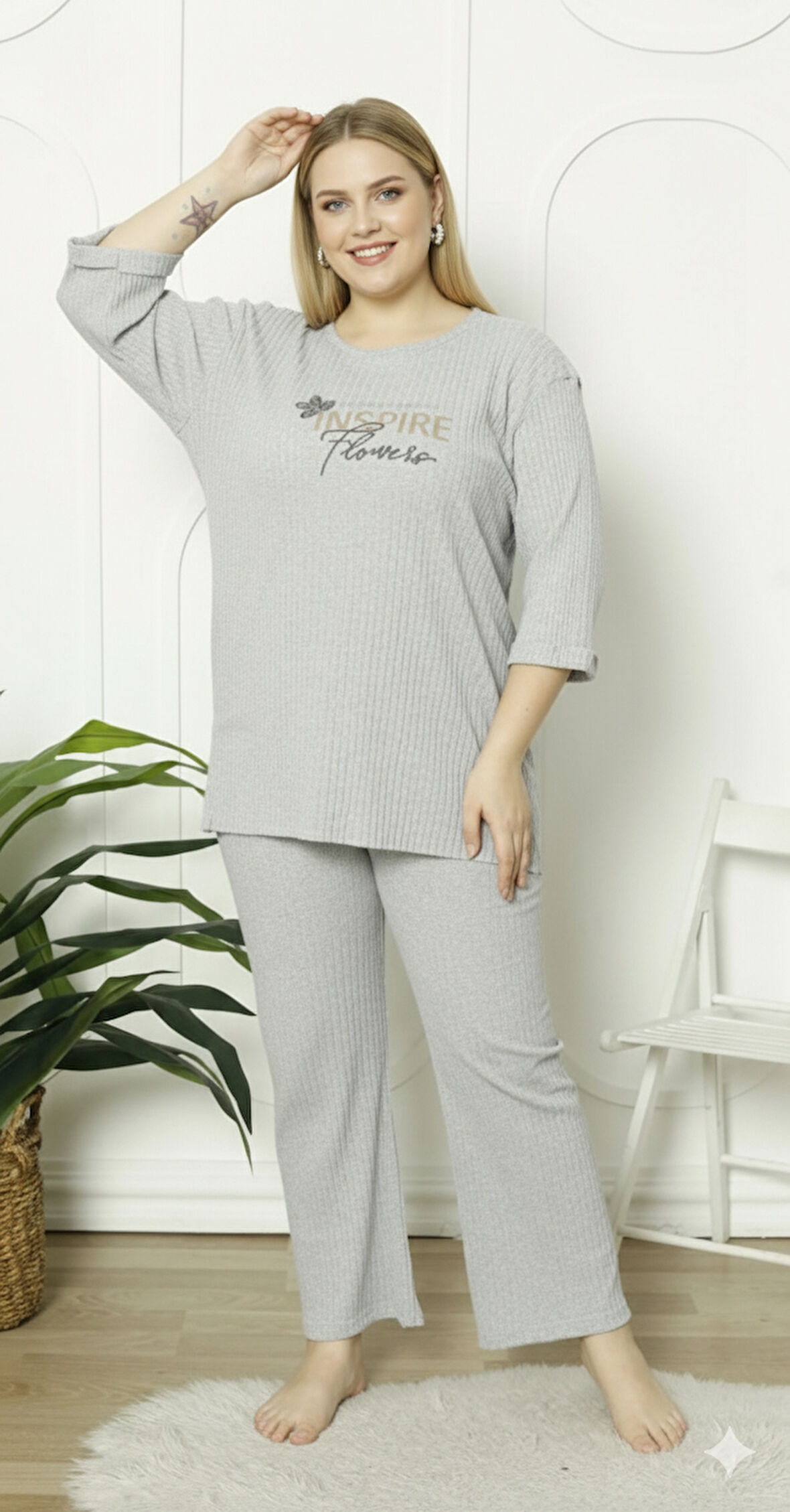 BÜYÜK BEDEN KADIN  PİJAMA TAKIM İNSPİRE