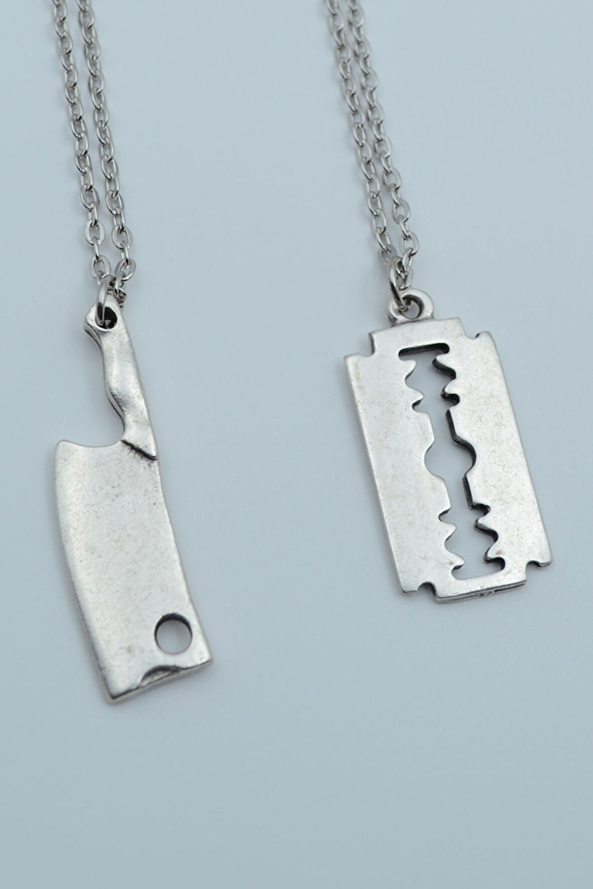 2'li Satır Jilet Gümüş Kaplama Kolye Seti