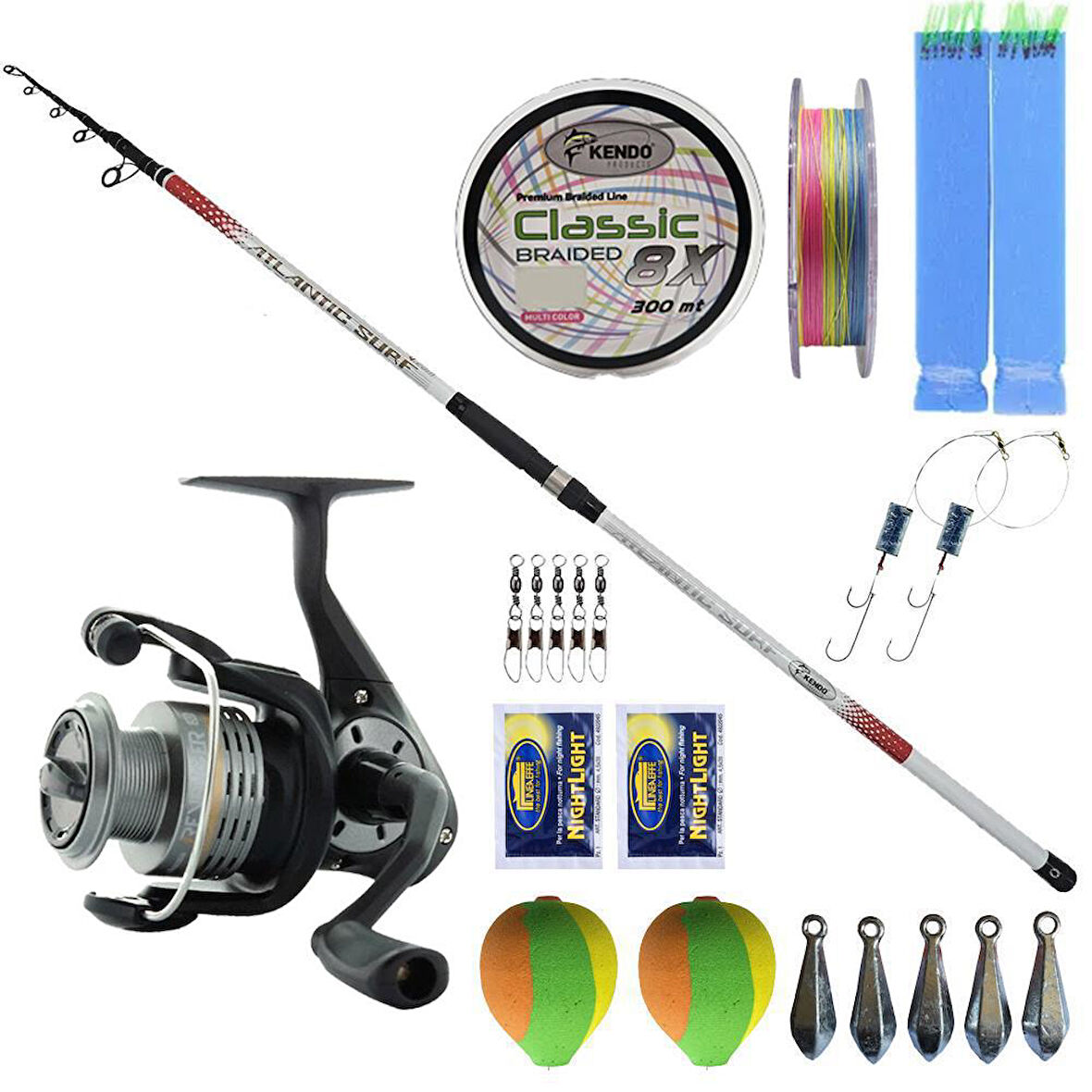 YekOutdoor Full Takım Olta Seti Kendo Atlantic Surf 4.20m 100-250gr Olta Kamışı&Okuma Revenger RV-55 FD Olta Makinesi