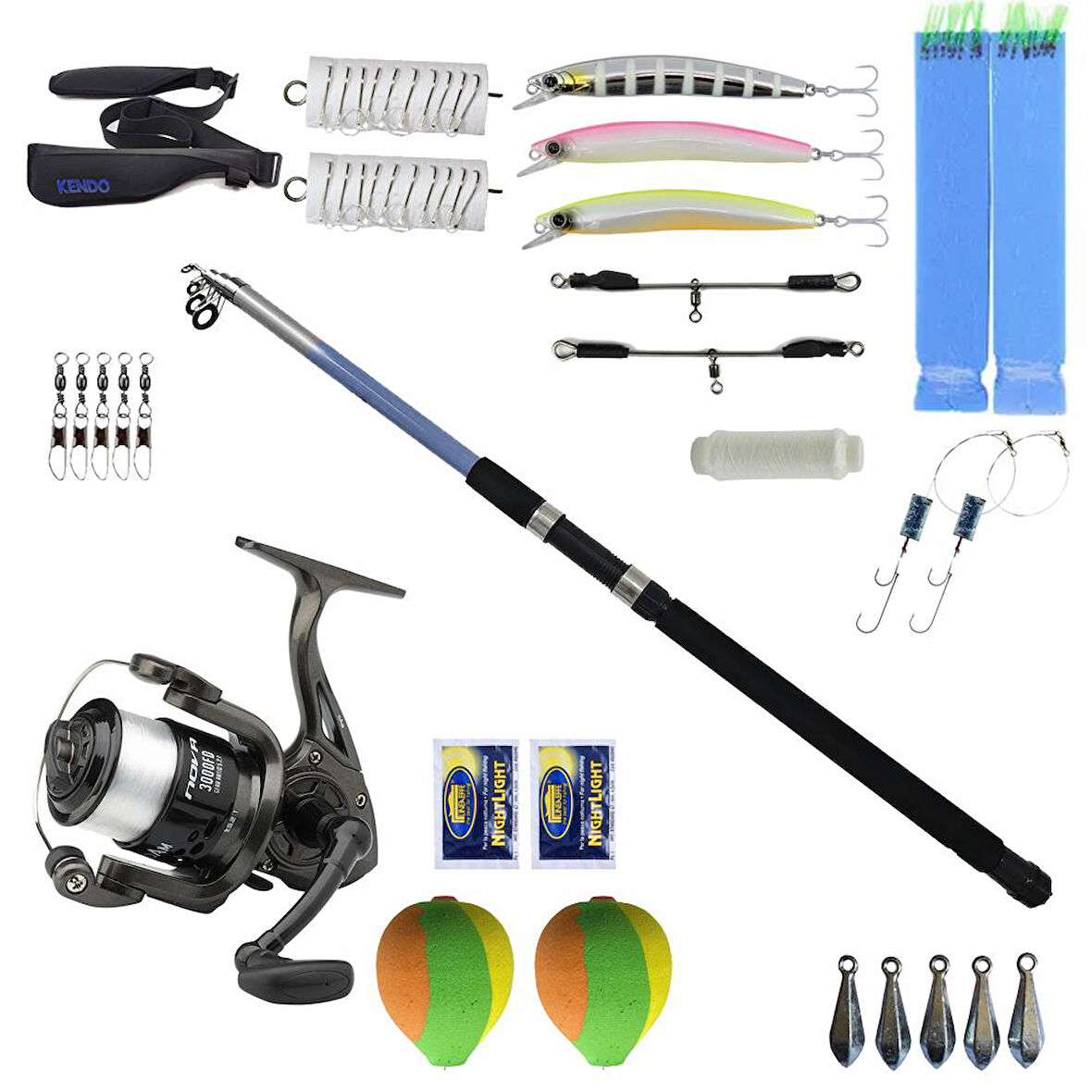 YekOutdoor Full Takım Olta Seti Kendo Elbe 3.50m 70-150gr Olta Kamışı&Dam Nova 7000 FD 1BB 337M/0.40MM Olta Makinesi