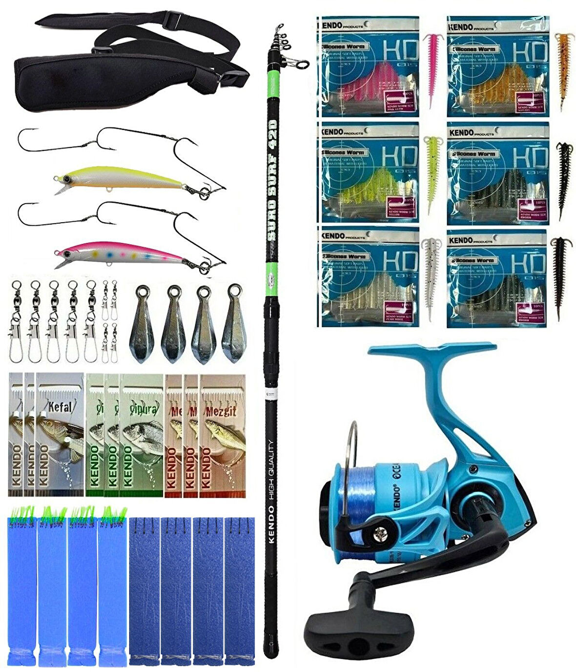 Yek Outdoor Olta Seti Kendo Suro Surf 420cm 100-200gr Teleskopik Olta Kamışı&Kendo Ocean Cast 7000 Olta Makinesi
