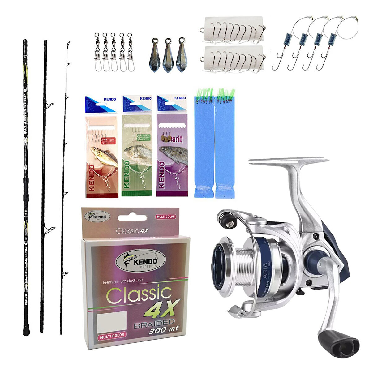 Yek Outdoor Hazır Olta Seti Kendo Palamita Surf 420cm 250gr 3 Parça Olta Kamışı&Okuma ARIA-8000a Olta Makinesi