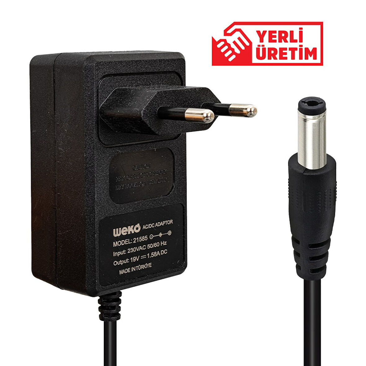 19 VOLT - 1.58 AMPER 5.5*1.7 UÇLU YERLİ ÜRETİM PRİZ TİPİ NOTEBOOK ADAPTÖR 