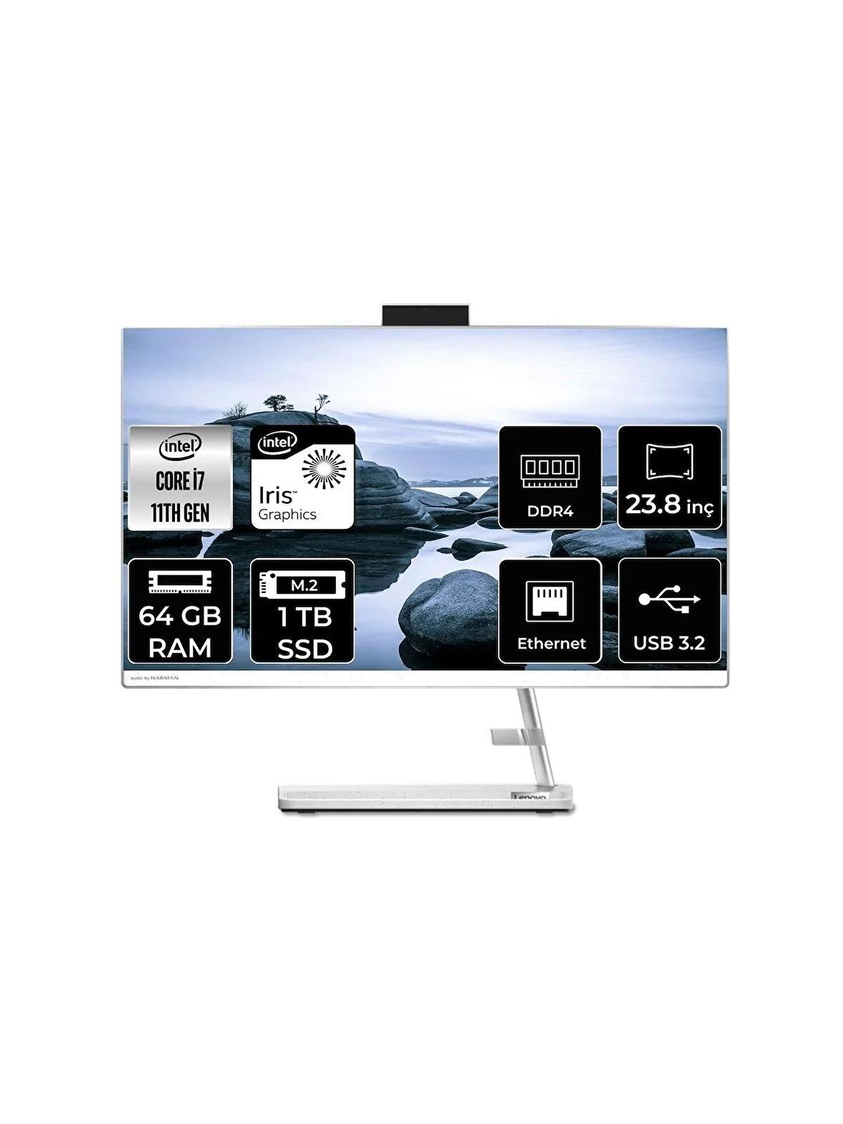 LENOVO IDEACENTRE 24ITL6 i7 1165G7 64GB RAM 1TB SSD 23.8" FHD FDOS ALL IN ONE PC F0G001BGTX