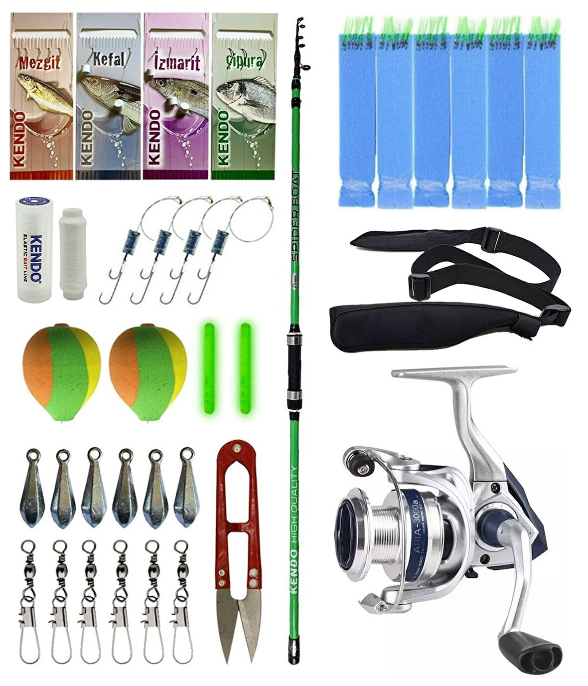 Yek Outdoor Tekne Olta Seti Kendo Spider Boat 1.80cm 100-200gr Olta Kamışı&Okuma ARIA-5000a Olta Makinesi