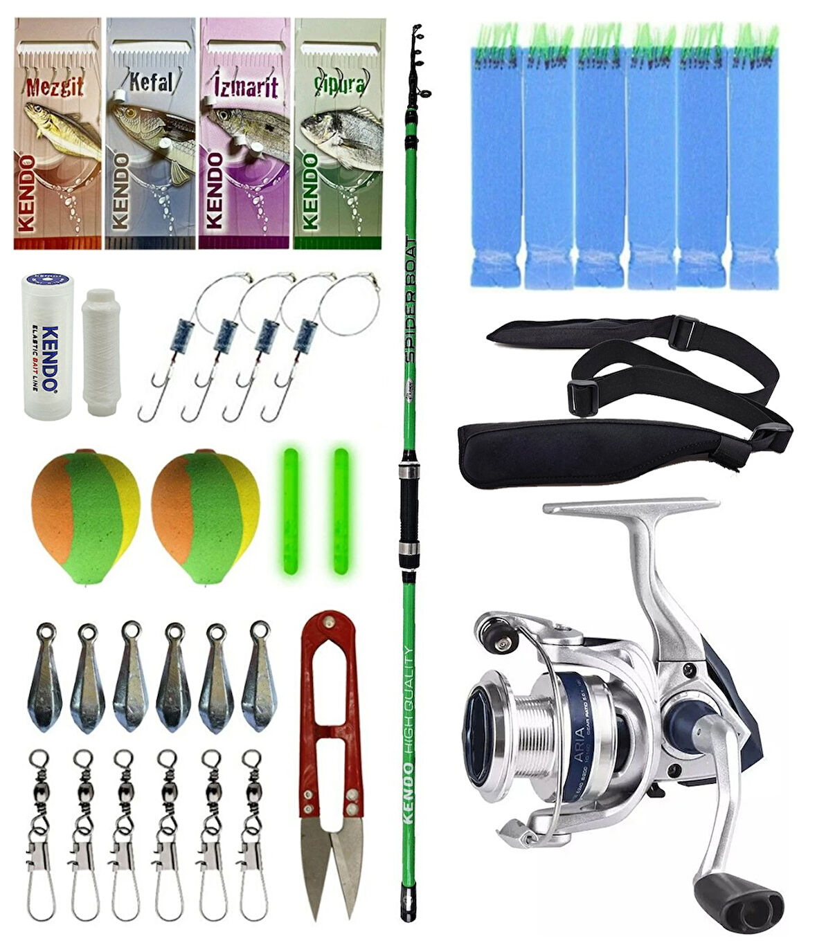 Yek Outdoor Tekne Olta Seti Kendo Spider Boat 2.10cm Olta Kamışı&Okuma ARIA-6000a Olta Makinesi