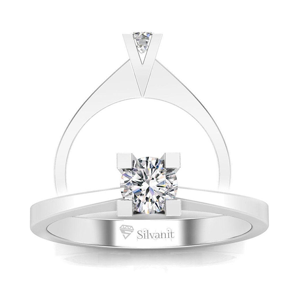 0,40 Karat F Renk Uluslararası Sertifikalı Pırlanta Tektaş Yüzük