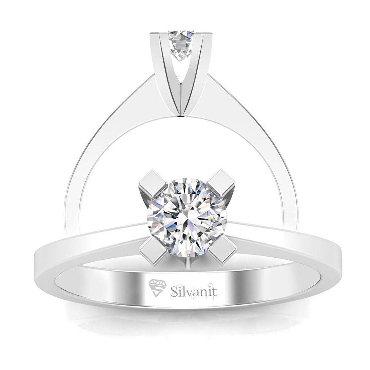 0,50 Karat F Renk Uluslararası Sertifikalı Tektaş Pırlanta Yüzük