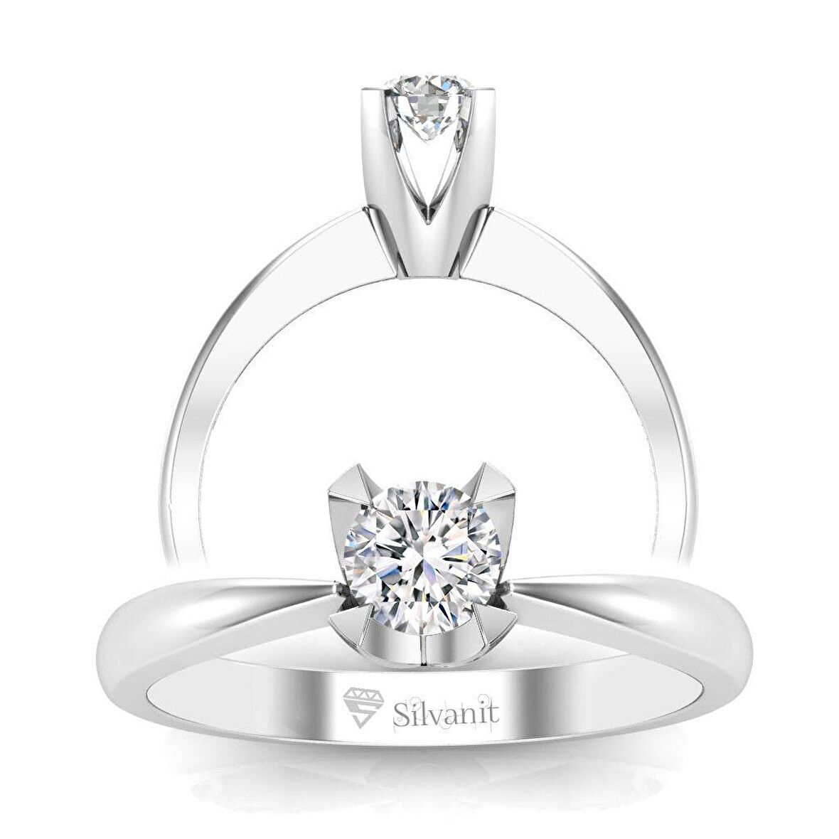 0,40 Karat F Renk Uluslararası Sertifikalı Pırlanta Tektaş Yüzük