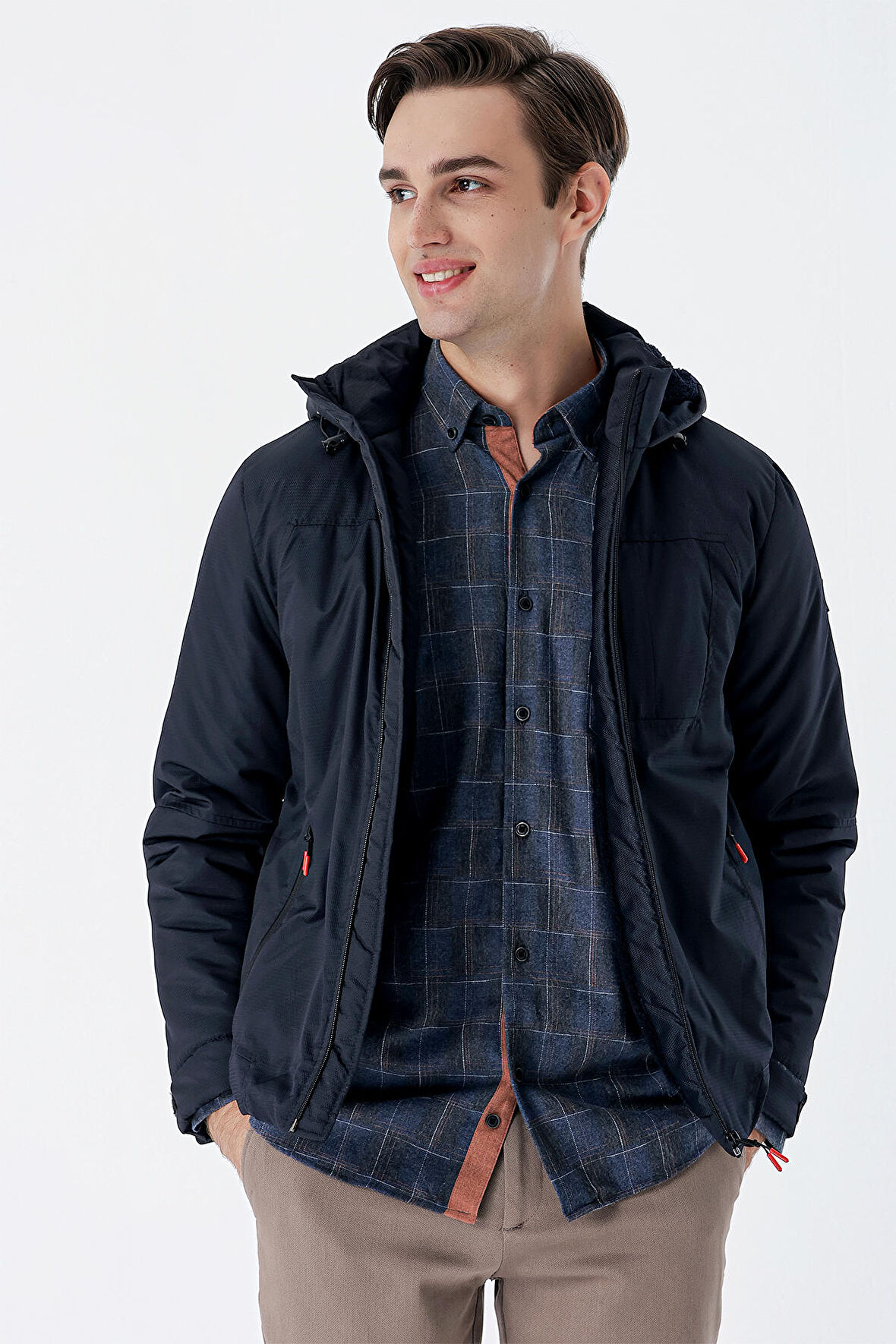 Dik Yaka Astarlı Slim Fit Dar Kesim Casual Mont 1007235161 Koyu Lacivert
