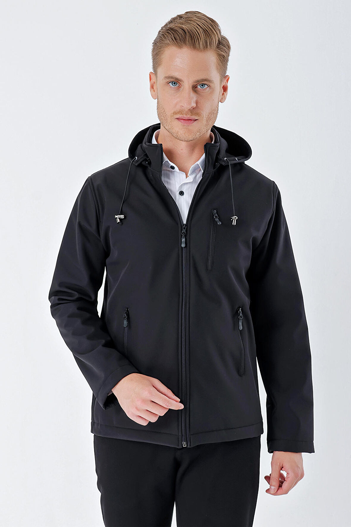 Kapüşonlu Astarlı Slim Fit Dar Kesim Casual Mont 1007235163 Siyah