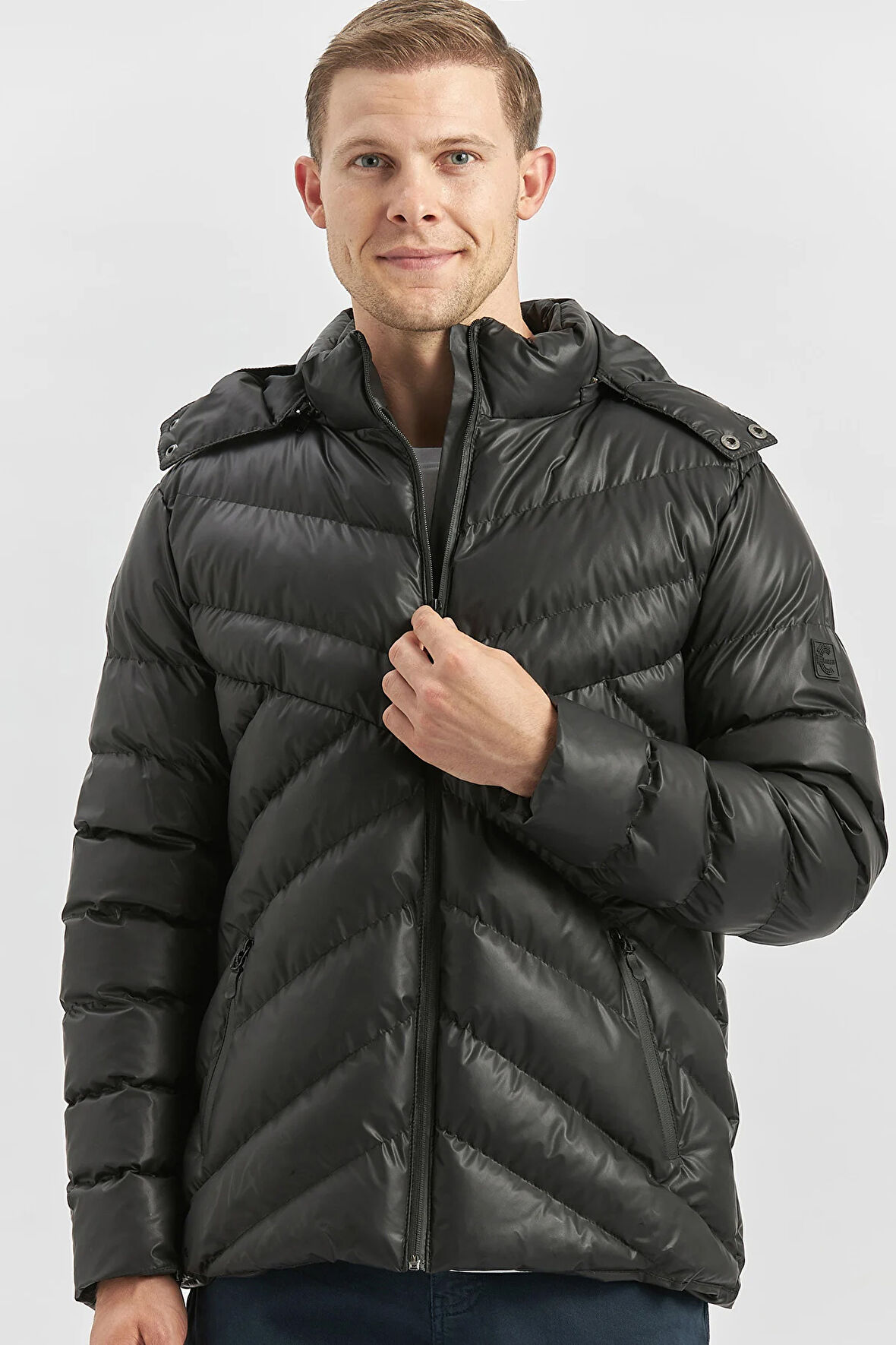 Dolumlu Çıkarılabilir Kapüşonlu Astarlı Slim Fit Dar Kesim Casual Mont 1007245151